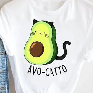 AVO-CATTO Printed Round Neck Short-Sleeved Women T-Shirt Size LARGE
